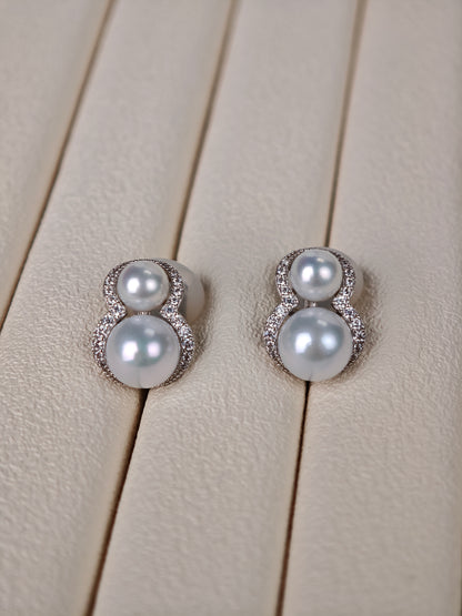 White Freshwater Pearl Stud Earrings | 5–8mm AAA Grade | S925 Silver