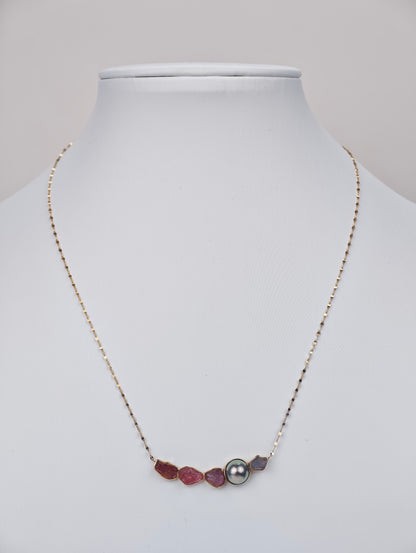 Black Keshi Tahitian Pearl Necklace | 8–9mm AAAA Grade