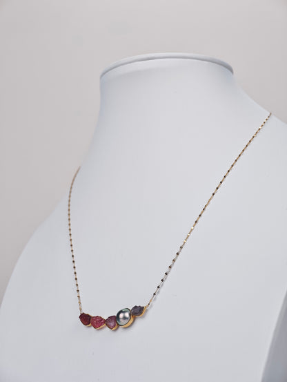 Black Keshi Tahitian Pearl Necklace | 8–9mm AAAA Grade