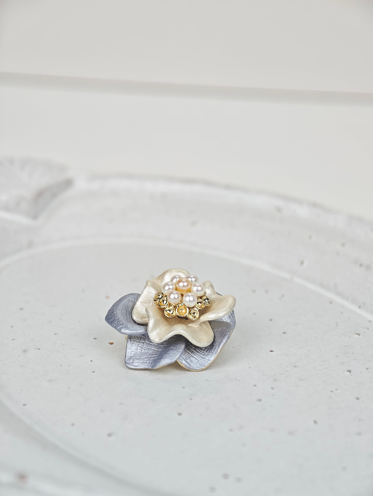 White & Orange Freshwater Pearl Brooch | 3–4mm AA Grade | Near-Round Pearls