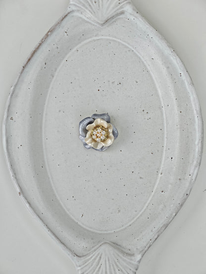 White & Orange Freshwater Pearl Brooch | 3–4mm AA Grade | Near-Round Pearls