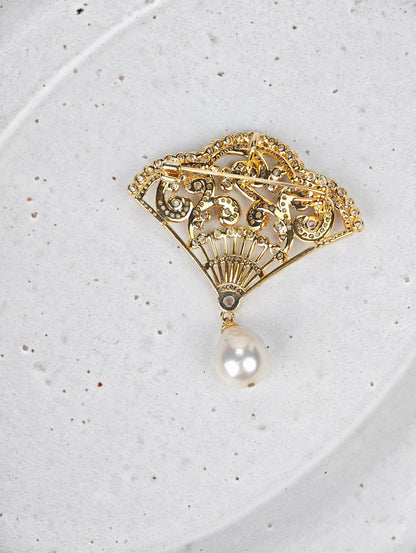 Australian White South Sea Pearl Brooch | 11–12mm AAA Grade | Near-Round Pearl