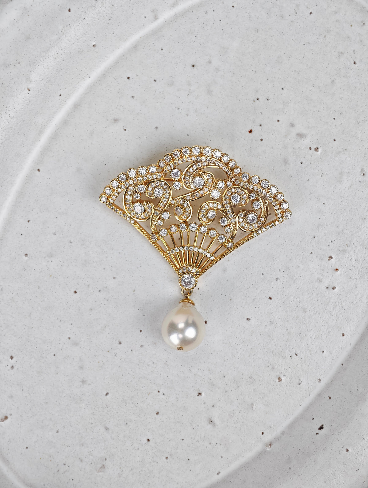 Australian White South Sea Pearl Brooch | 11–12mm AAA Grade | Near-Round Pearl