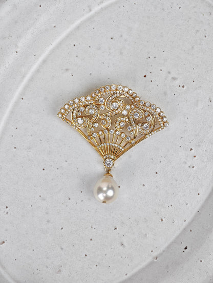 Australian White South Sea Pearl Brooch | 11–12mm AAA Grade | Near-Round Pearl
