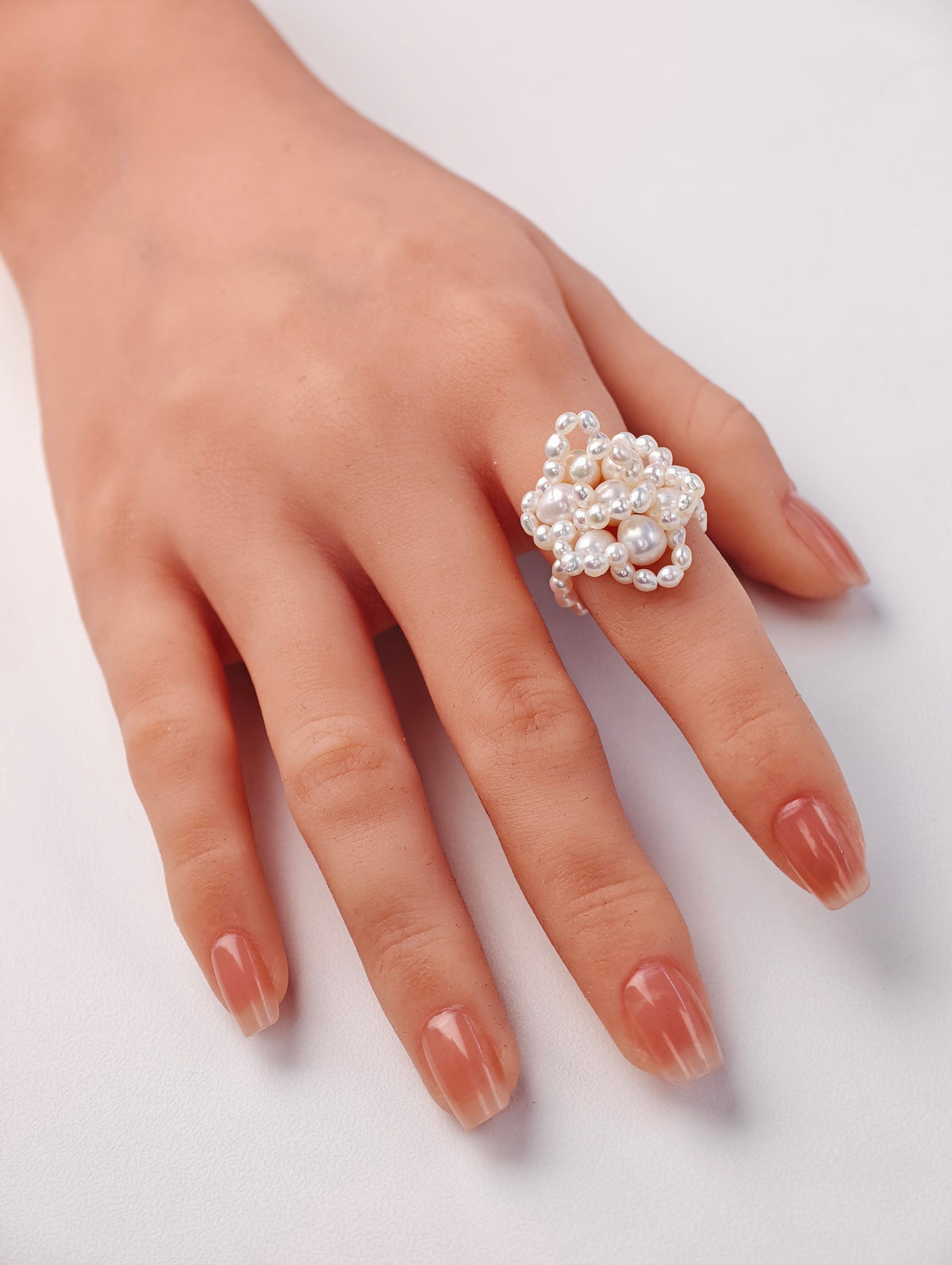 White Freshwater Pearl Ring | 3–6mm AAA Grade | Near-Round Pearls