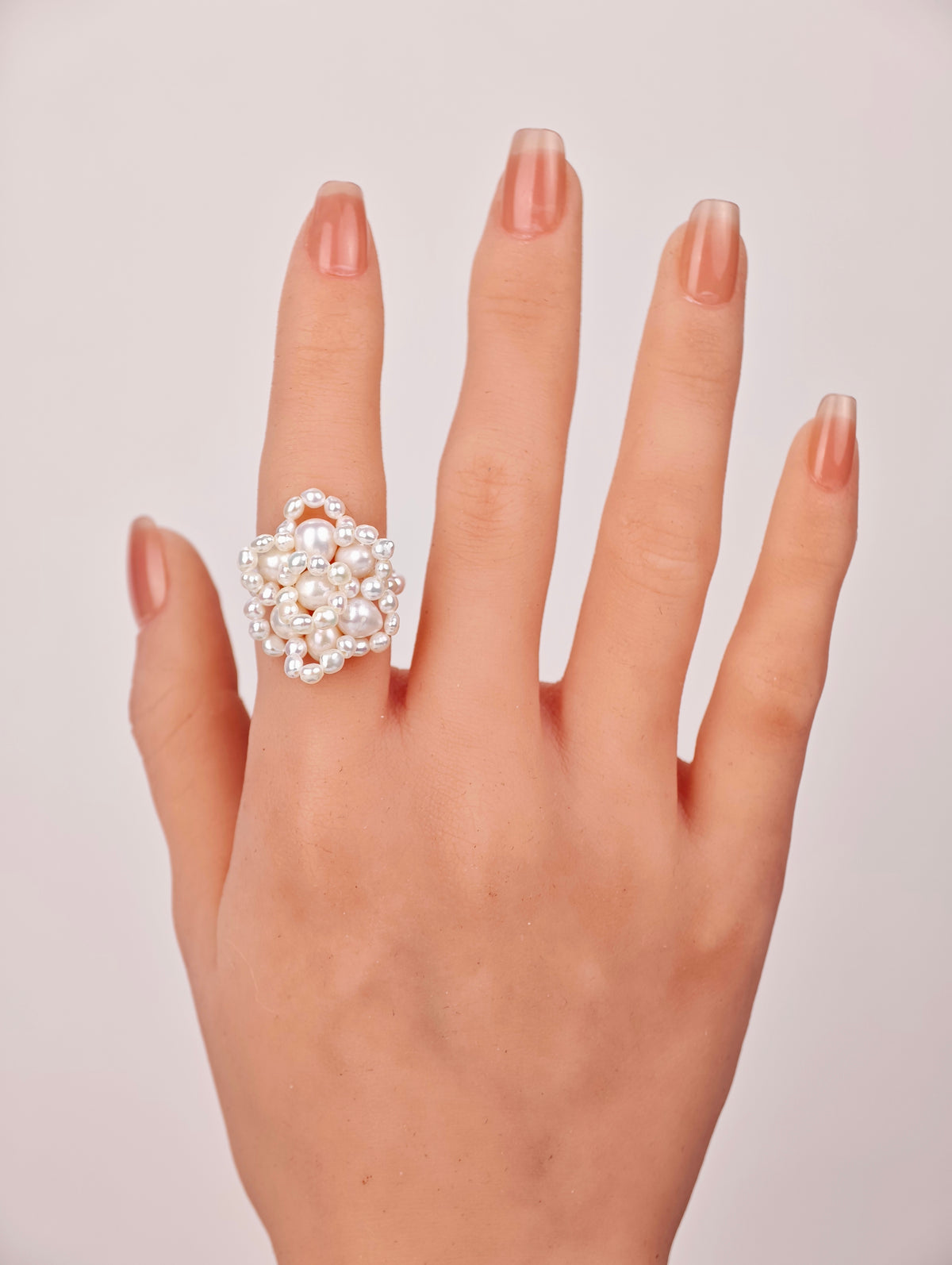 White Freshwater Pearl Ring | 3–6mm AAA Grade | Near-Round Pearls