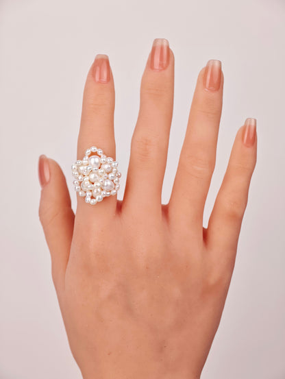 White Freshwater Pearl Ring | 3–6mm AAA Grade | Near-Round Pearls