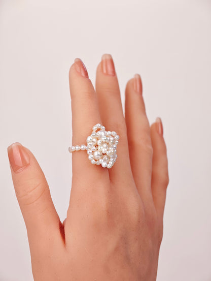 White Freshwater Pearl Ring | 3–6mm AAA Grade | Near-Round Pearls