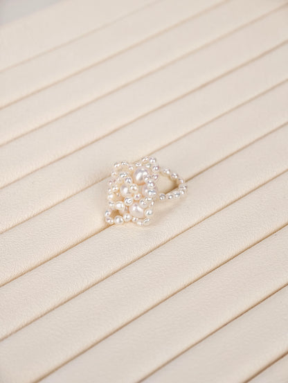 White Freshwater Pearl Ring | 3–6mm AAA Grade | Near-Round Pearls