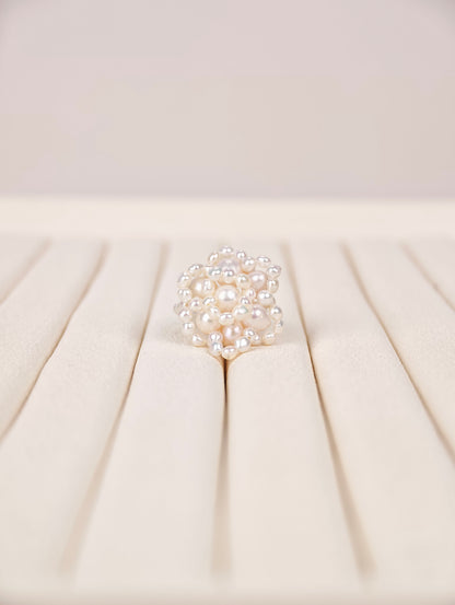 White Freshwater Pearl Ring | 3–6mm AAA Grade | Near-Round Pearls