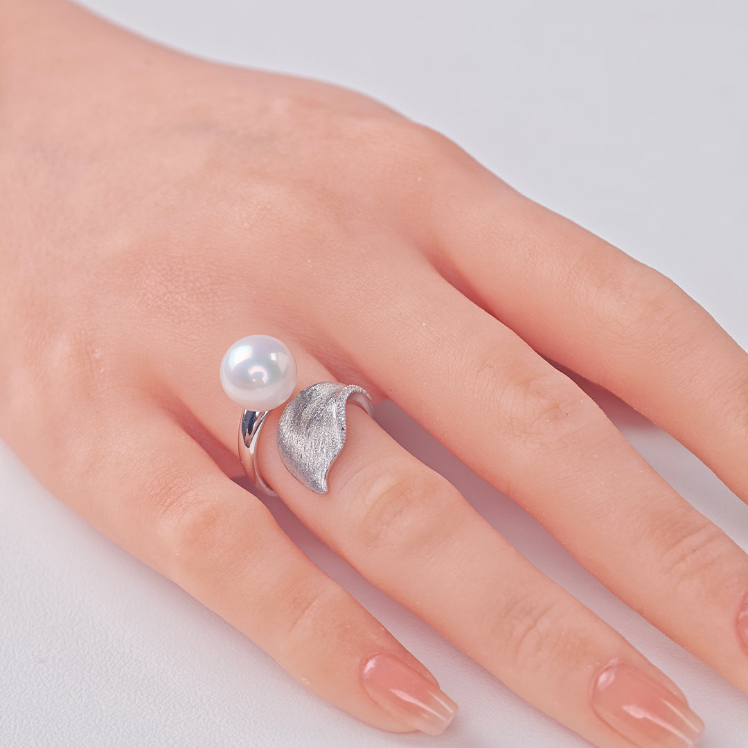 S925 Silver - White Near-Round Freshwater Pearl Ring | 10–11mm AAA Grade