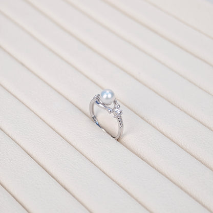 S925 Silver - White Freshwater Pearl Ring | 6–7mm AAA Grade