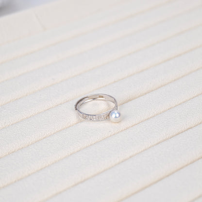 S925 Silver - White Freshwater Pearl Ring | 5–6mm AAA Grade