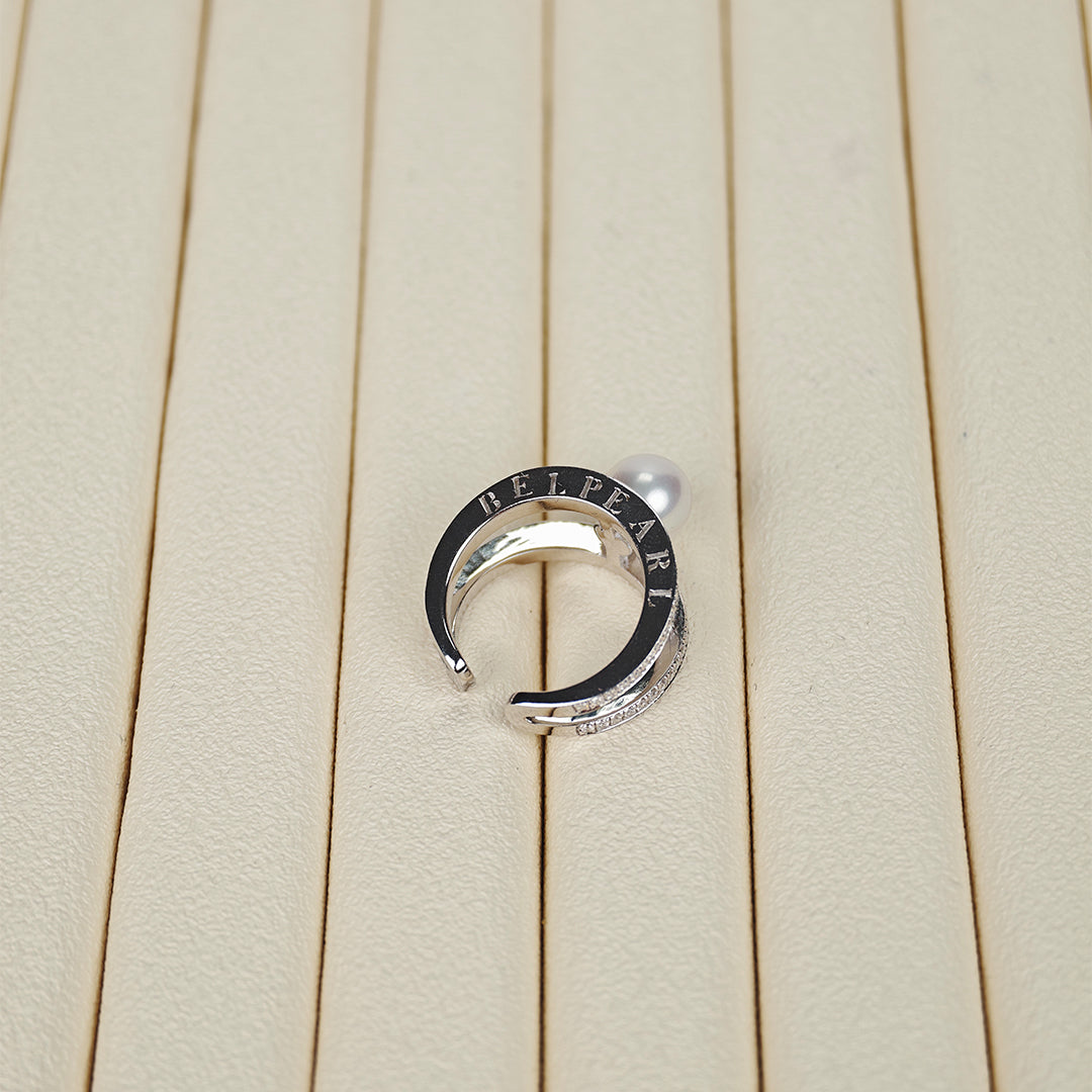 S925 Silver - White Freshwater Pearl Ring | 8–9mm AAAA Grade