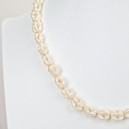 S925 Silver - White Keshi Freshwater Pearl Necklace | 4–5mm AA Grade