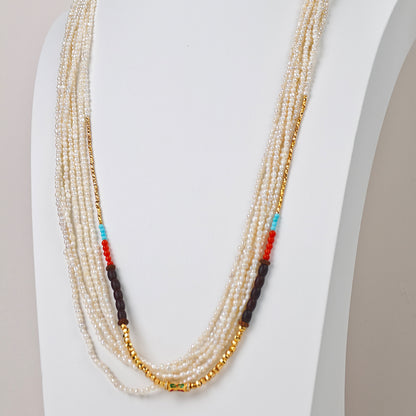 S925 Silver - White Freshwater Keshi Pearl Long Necklace | 2–3mm AAA Grade