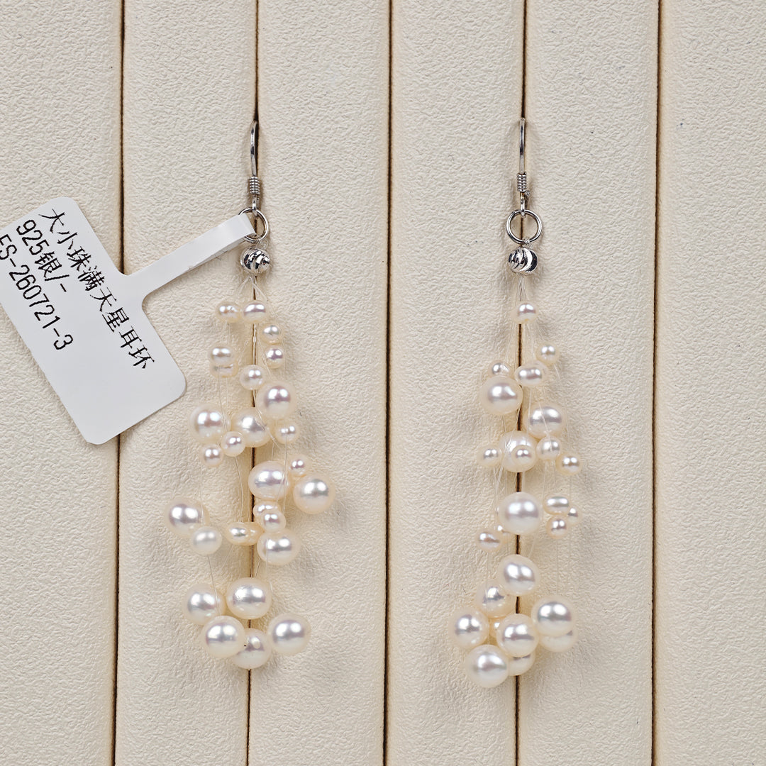 S925 Silver - White Freshwater Pearl Hook Earrings | 3–6mm AAA Grade
