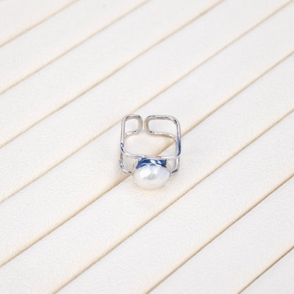 S925 Silver - White Freshwater Keshi Pearl Ring | 12–13mm AAA Grade
