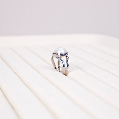S925 Silver - White Freshwater Keshi Pearl Ring | 11–12mm AAA Grade