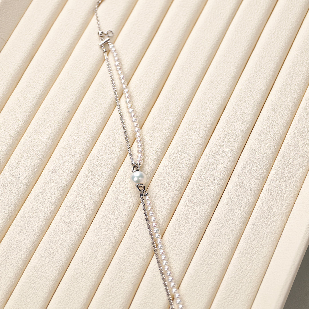 S925 Silver - White Freshwater Pearl Bracelet | 3–8mm AAA Grade | Near-Round Pearls