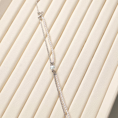 S925 Silver - White Freshwater Pearl Bracelet | 3–8mm AAA Grade | Near-Round Pearls
