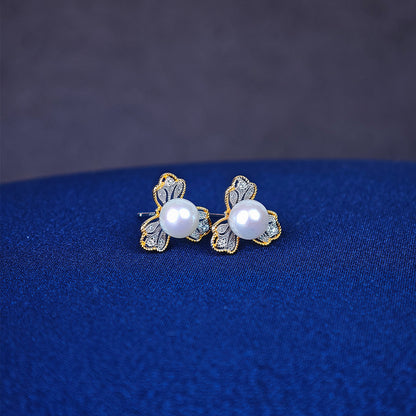 S925 Silver - White Freshwater Pearl Earrings | 6–7mm AAA Grade