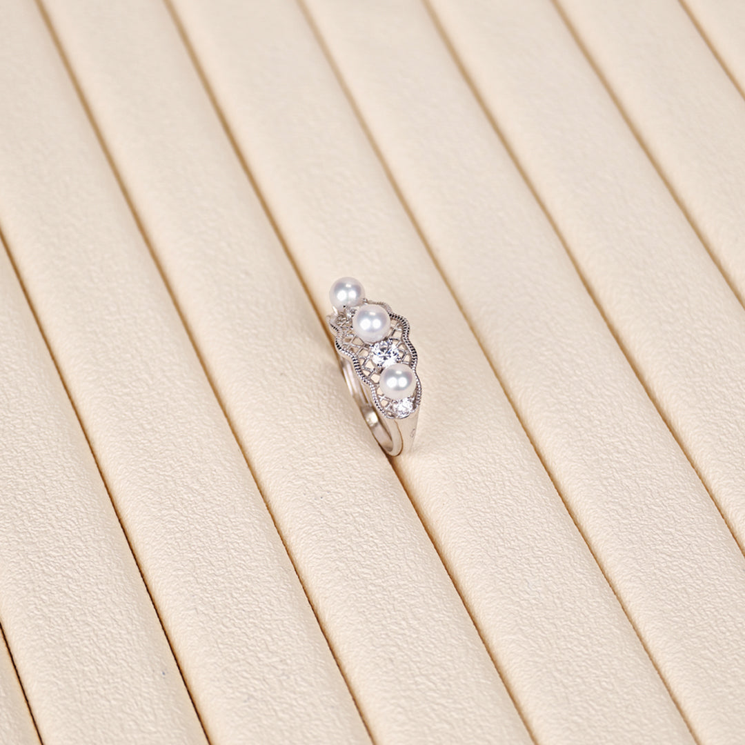 S925 Silver - White Freshwater Pearl Ring | 4–5mm AA Grade