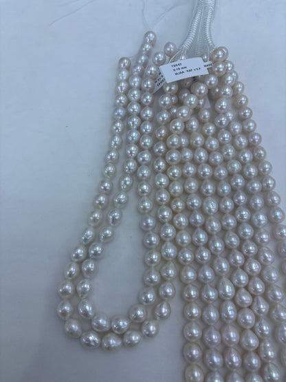 White Freshwater Baroque Teardrop Pearl Strand | 8–10mm AAA Grade