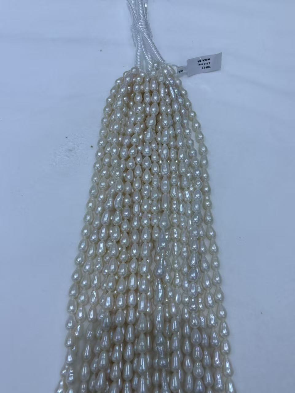 White Teardrop Baroque Freshwater Pearl Strand | 6.5–7mm AAA Grade