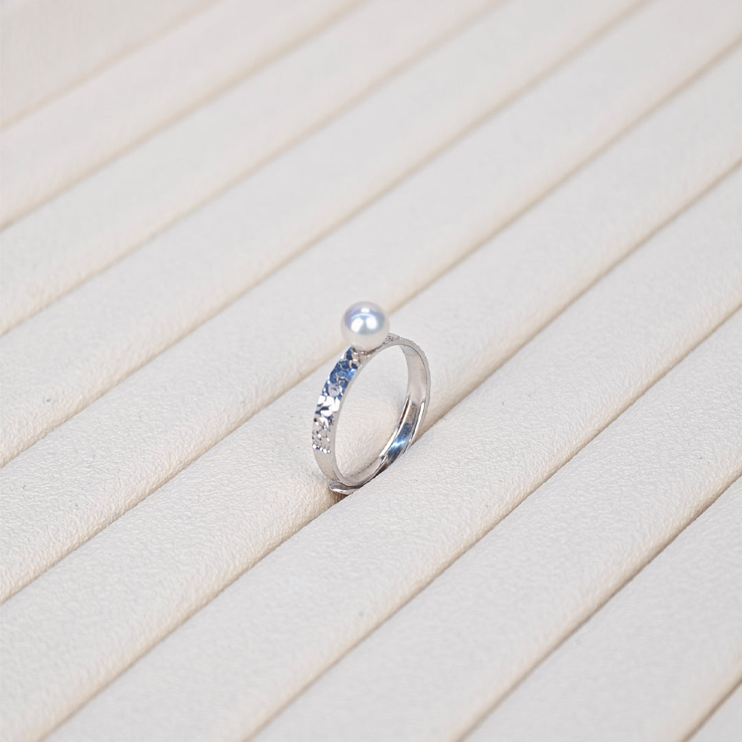 S925 Silver - White Freshwater Pearl Ring | 5–6mm AAA Grade