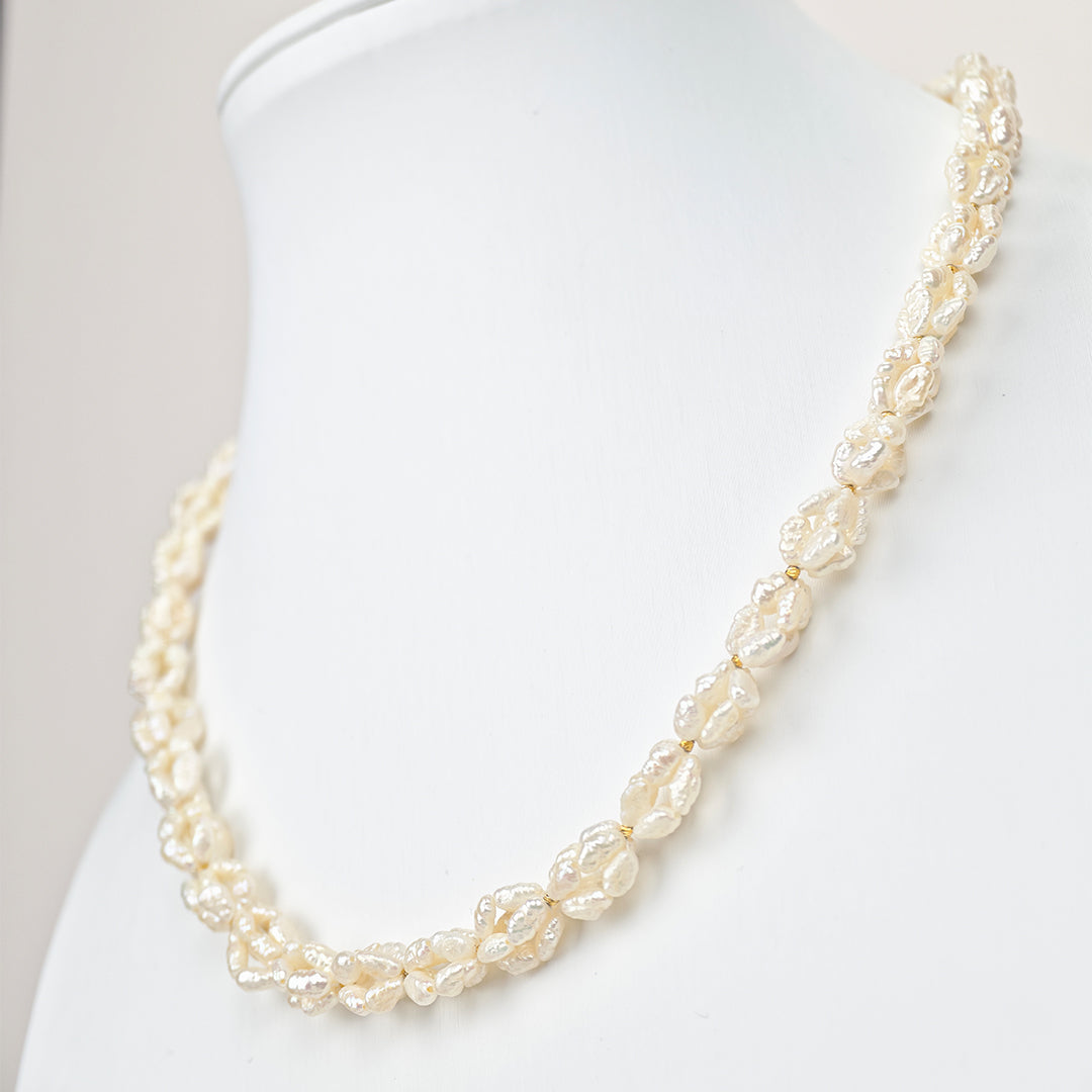 S925 Silver - White Keshi Freshwater Pearl Necklace | 4–5mm AA Grade