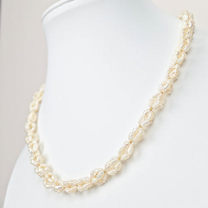 S925 Silver - White Keshi Freshwater Pearl Necklace | 4–5mm AA Grade