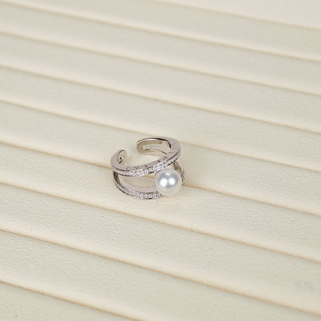 S925 Silver - White Freshwater Pearl Ring | 8–9mm AAAA Grade