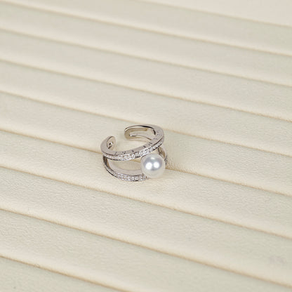 S925 Silver - White Freshwater Pearl Ring | 8–9mm AAAA Grade
