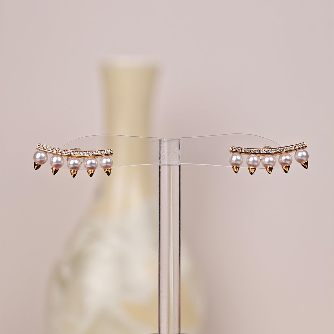 S925 Silver - White Near-Round Freshwater Pearl Earrings | 3–4mm AAA Grade