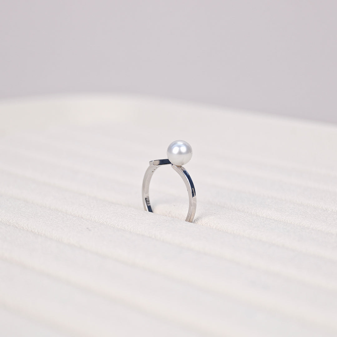 S925 Silver - White Freshwater Pearl Ring | 6–7mm AAA Grade