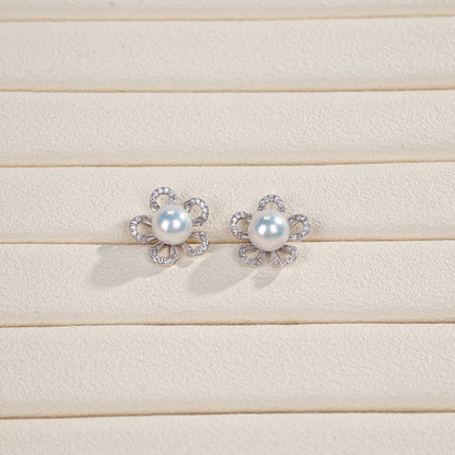 S925 Silver - White Freshwater Pearl Earrings | 8–9mm AAA Grade