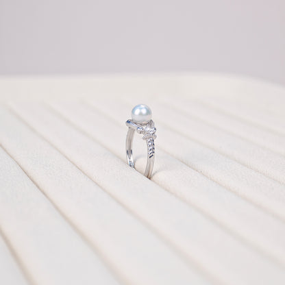 S925 Silver - White Freshwater Pearl Ring | 6–7mm AAA Grade