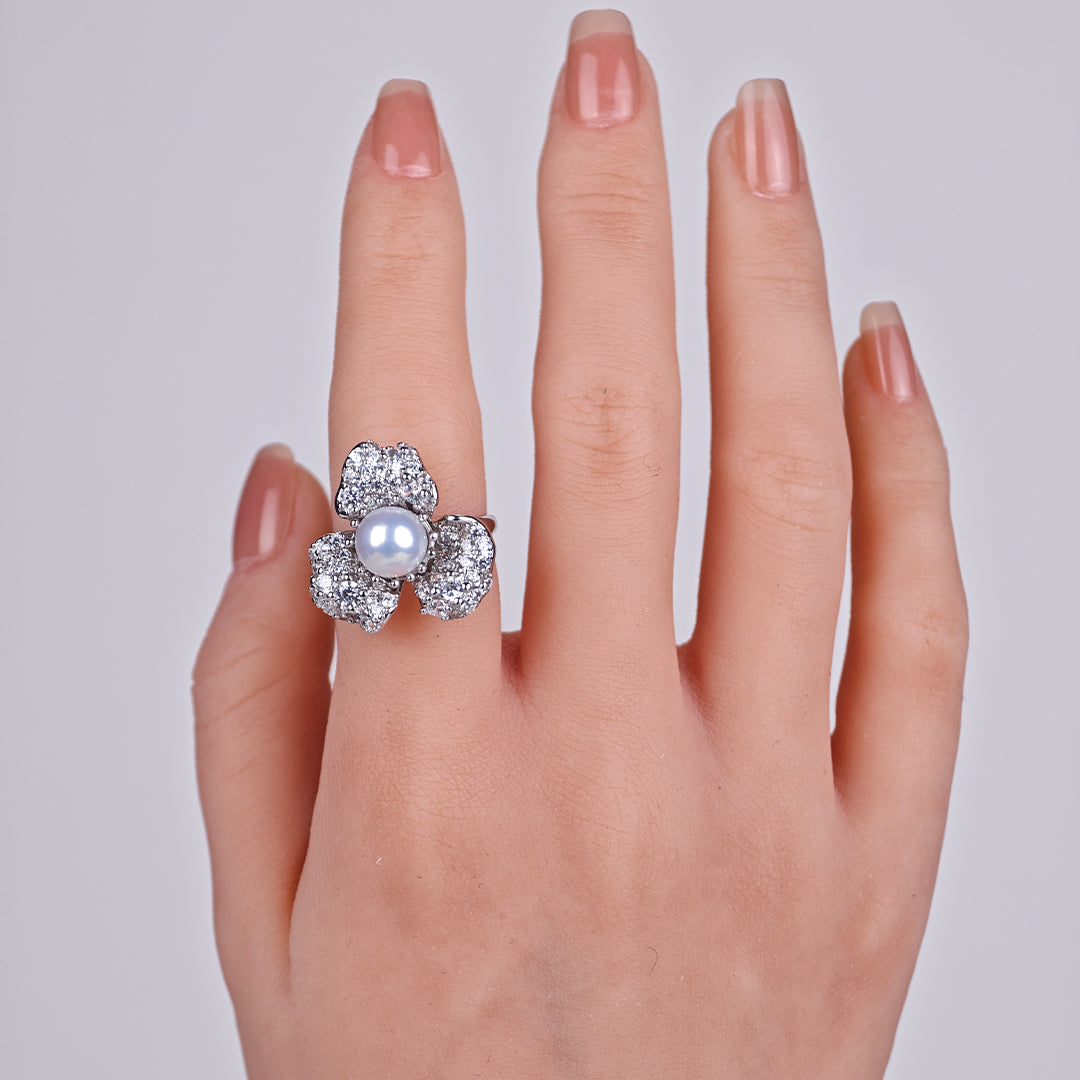 S925 Silver - White Freshwater Pearl Ring | 8–9mm AAA Grade