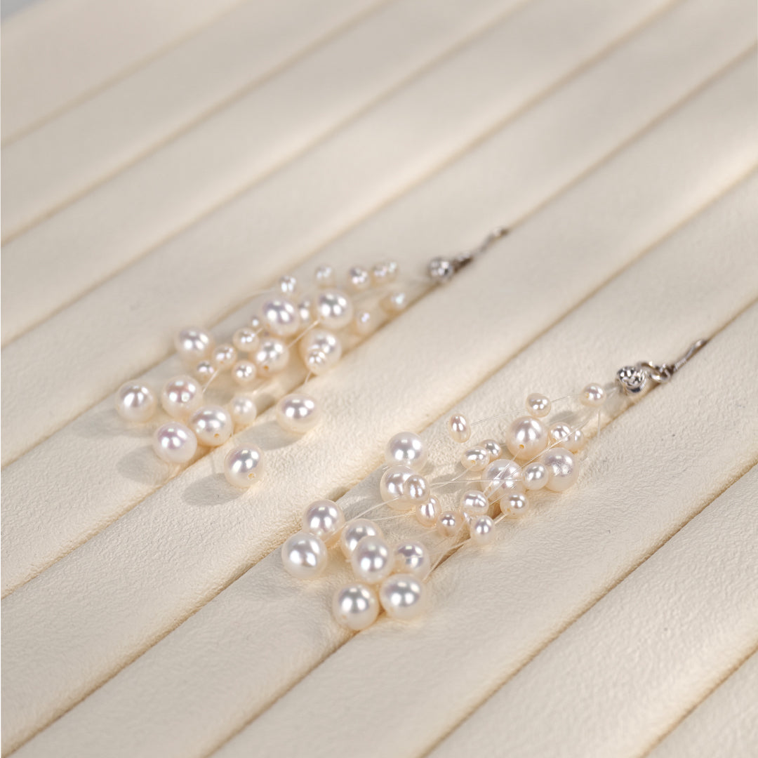 S925 Silver - White Freshwater Pearl Hook Earrings | 3–6mm AAA Grade