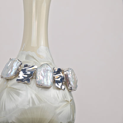 S925 Silver - White Freshwater Keshi Pearl Bracelet | AAA Grade