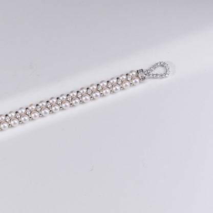 S925 Silver - Double Row Freshwater Pearl Bracelet
