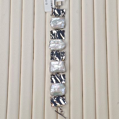 S925 Silver - White Freshwater Keshi Pearl Bracelet | AAA Grade