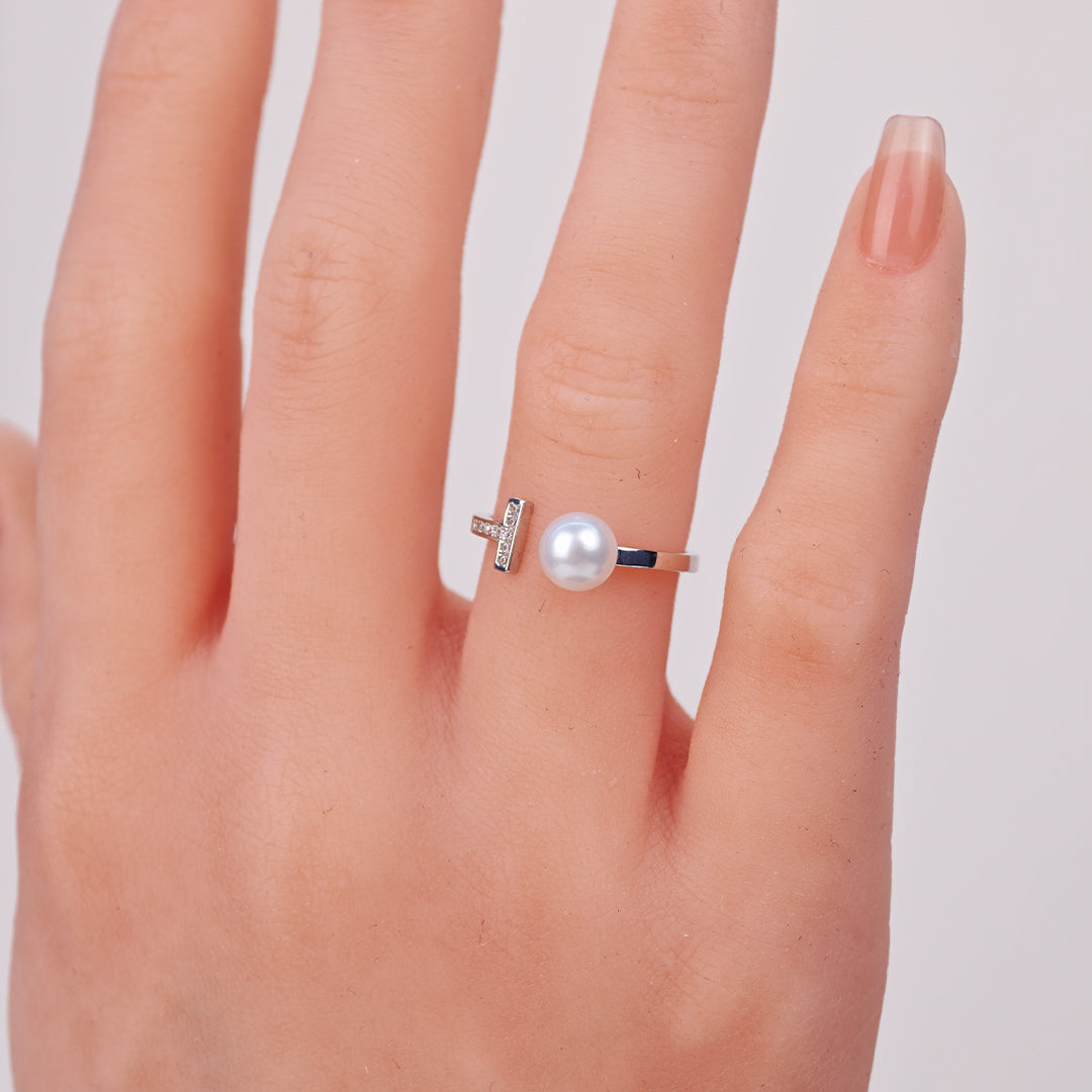 S925 Silver - White Freshwater Pearl Ring | 6–7mm AAA Grade