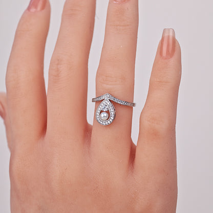 S925 Silver - White Freshwater Pearl Ring | 3–4mm AAA Grade