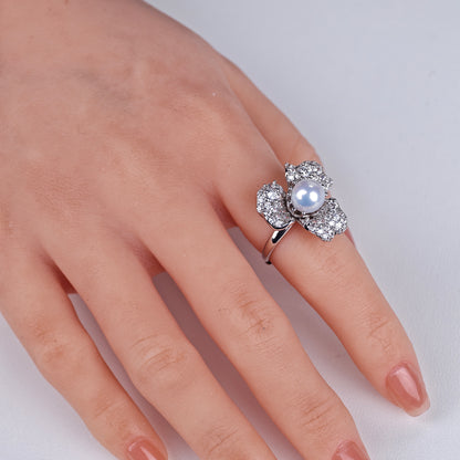 S925 Silver - White Freshwater Pearl Ring | 8–9mm AAA Grade
