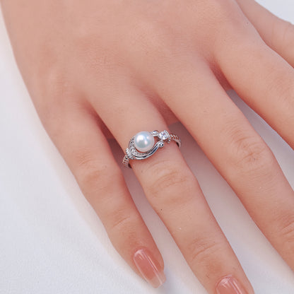 S925 Silver - White Freshwater Pearl Ring | 6–7mm AAA Grade