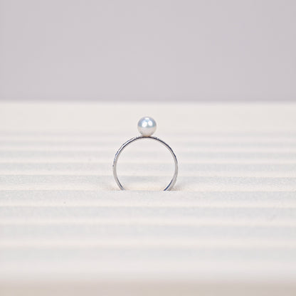 S925 Silver - White Freshwater Pearl Ring | 5–6mm AAA Grade