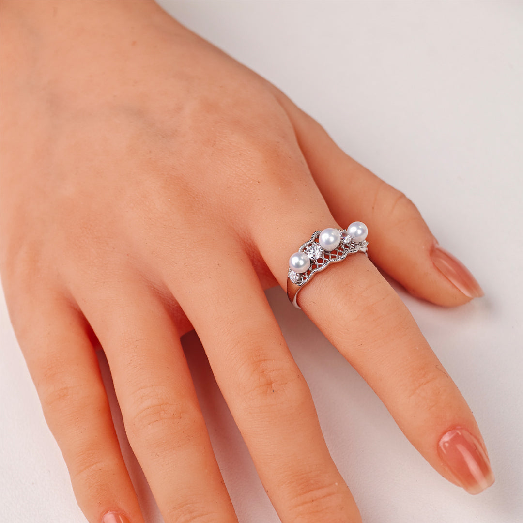 S925 Silver - White Freshwater Pearl Ring | 4–5mm AA Grade