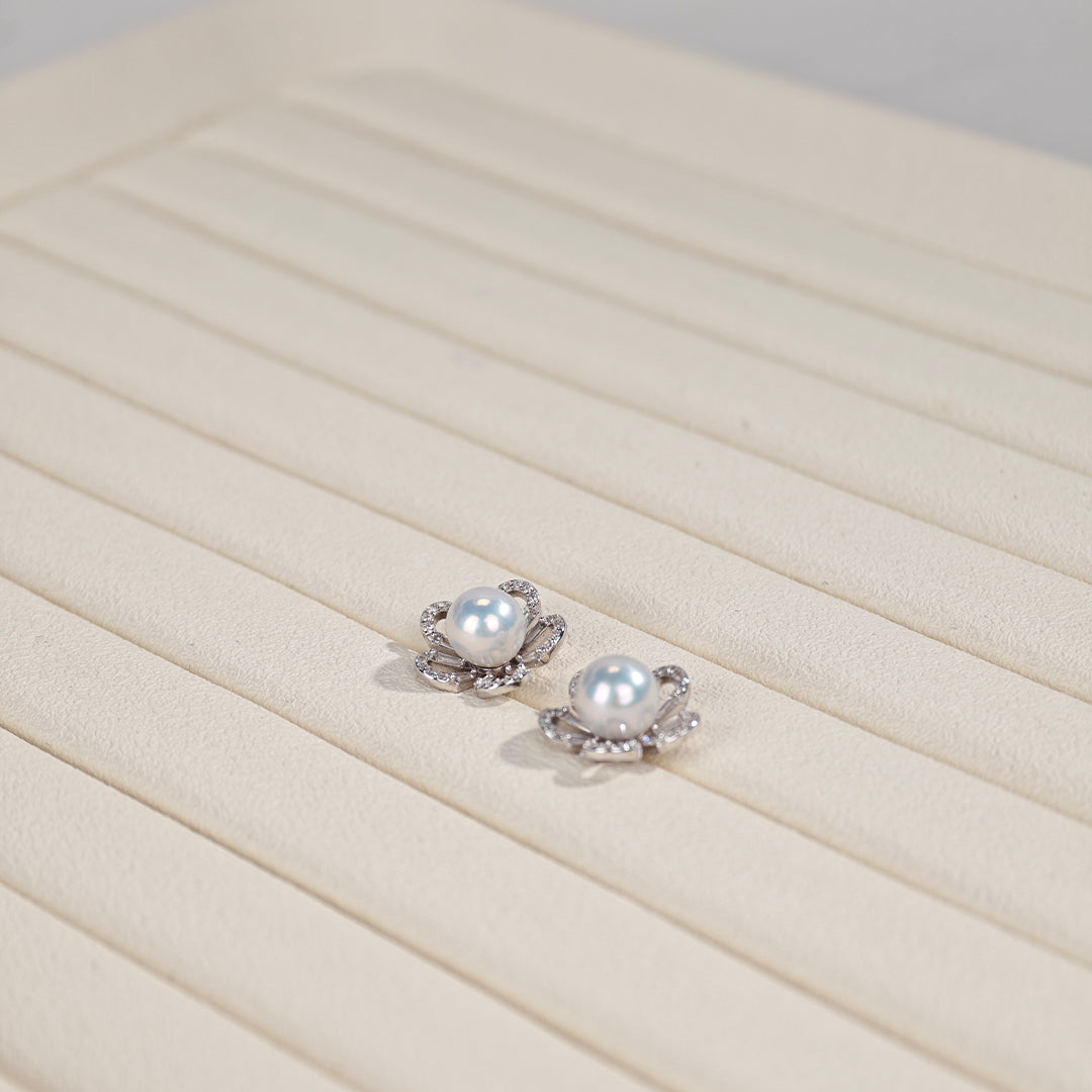 S925 Silver - White Freshwater Pearl Earrings | 8–9mm AAA Grade